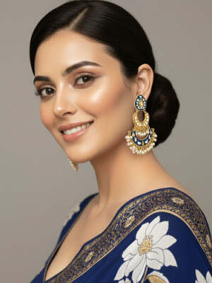 alysa Gold Plated Meenakari Work Kundan Stone Pearl Alloy Drops & Danglers