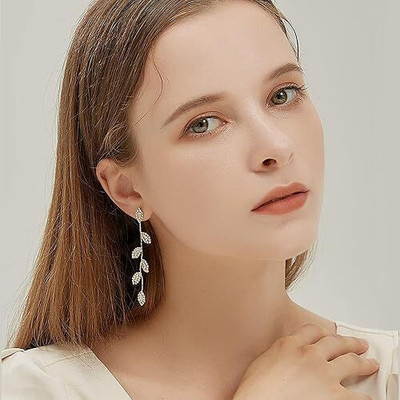 Anamya Collections AD 6 leaf earring Alloy Stud Earring