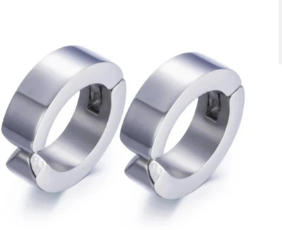 Vedansh Piyush Enterprises Stylish Silver Colour Magnetic Unisex Hoop Stud Earrings Stainless Steel Hoop Earring