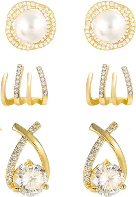 estailo fashion Cross Bling, Pearl of Wisdom,Perky Pearl Earrings Set of Womens Zircon Alloy Earring Set