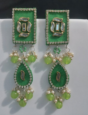 designearrings Handmade fabric earrings Beads Fabric Drops & Danglers