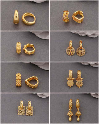 Weroxa Combo Of 8 Brass Huggie Earring