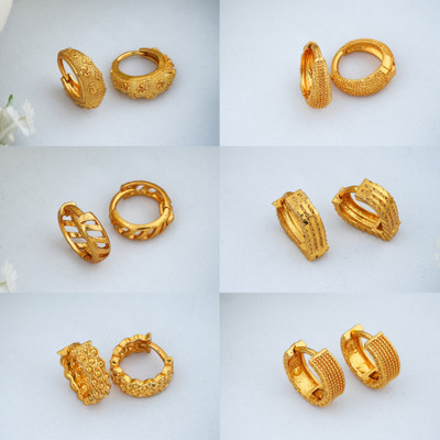 Weroxa Combo of 6 Brass Hoop Earring