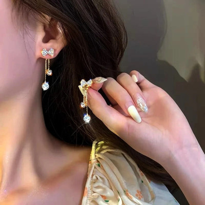 Fashion Fusion Stylish Gold Plated With Cubic Zirconia Tassel Drop Earrings Alloy Drops & Danglers