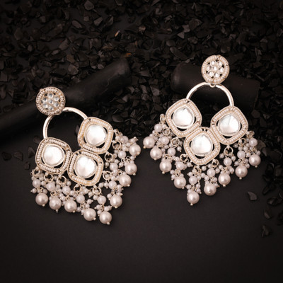 Meira Jewellery Pack of 1 Gold Earring for Women & Girls heavy earrings for wedding Pearl, Diamond Brass Drops & Danglers