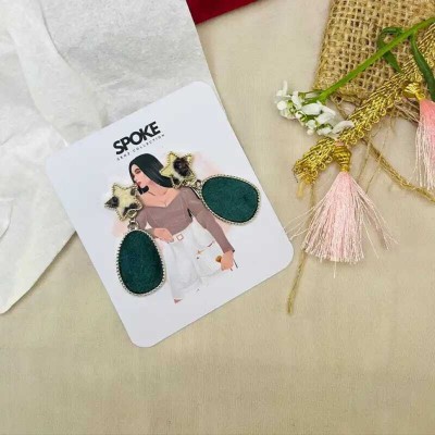 EARIC PEAL Star Green fabric Korean Earrings For Women Girls Studs Earring & Stylish Alloy Fabric Stud Earring, Jhumki Earring, Tassel Earring