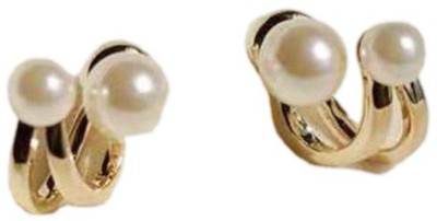 polluxcraft PolluxCraft Korean Earrings For Women & Girls /Double Pearl Earrings Pearl Alloy Stud Earring