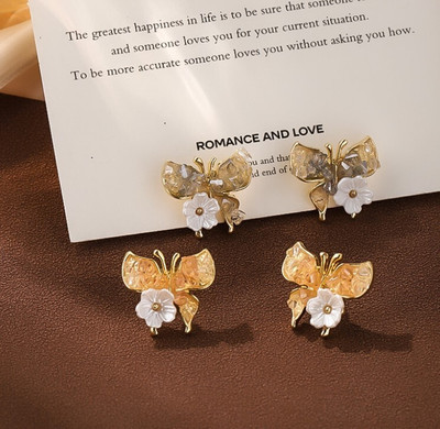 AKISON JEWELS Butterfly Korean Earrings Combo For Women Crystal Butterfly Flower earrings Alloy Earring Set, Stud Earring