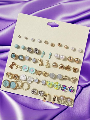 Dressberry New Combo Of 30 Quirky Multicolour Stud Earrings For Women Alloy Stud Earring