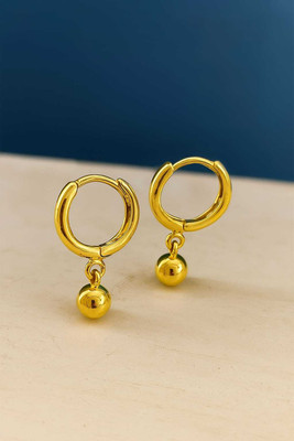 SHE'SJEWELS Minimalist 1 Gram Gold Plated Huggie Hoop Earrings with Polished Ball Dangle Brass Chandbali Earring, Drops & Danglers, Hoop Earring, Huggie Earring, Earring Set