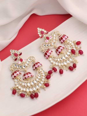 SAIYONI Chandbali Meena Pearl Delights Kundan Earring Alloy Earring Set