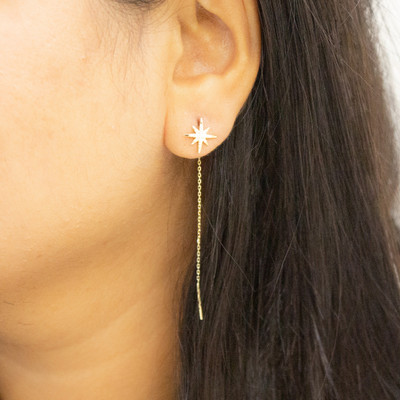 Ontique Radiant Threader 925 sterling silver earrings Sterling Silver Ear Thread