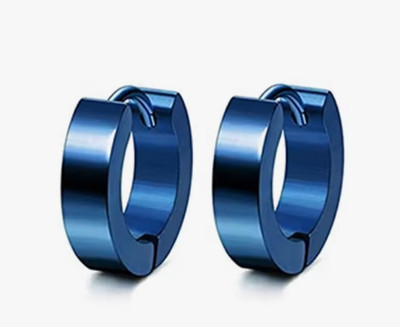 Vedansh Piyush Enterprises Stylish Blue Colour Unisex Hoop Stud Earrings Stainless Steel Hoop Earring