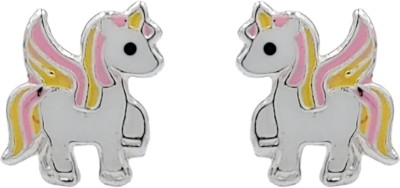 AMONROO Unicorn Studs Tiny Earrings Colorfull Animal Ear Stud for Girls Sterling Silver Stud Earring