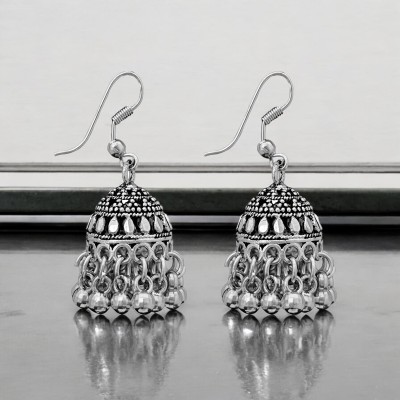 Tiso Traditonal Ethnic Jhumkis & Chaandbalis_Earrings For Women_LFA025 Alloy, German Silver Jhumki Earring, Chandbali Earring