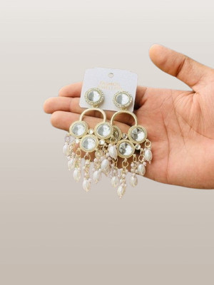 DANGAR ENTERPRISE Traditional Gold Plated Kundan Stone Multi Earrings for Girls & Women Beads Alloy Jhumki Earring