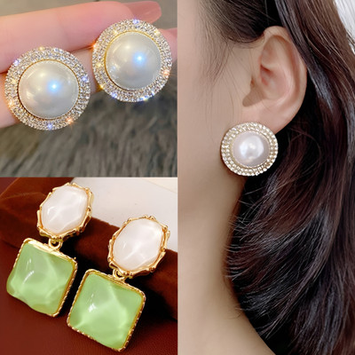BLINGEE Korean Earrings Combo For Women Girls Ad Stone Pearl Stylish Trending Trendy Pearl, Crystal, Cubic Zirconia, Diamond Alloy Earring Set, Drops & Danglers, Stud Earring