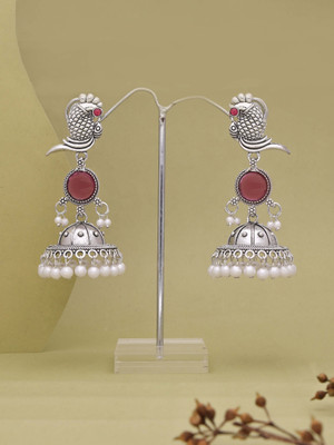 Vedda Silver Plated Drop Earrings for Women & Girls with Brass Metal Diamond Brass Drops & Danglers