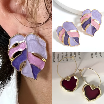 AKISON JEWELS Korean Earrings Combo For Women Girls Heart Leaf Stylish Trending Trendy Alloy Earring Set, Stud Earring, Hoop Earring, Drops & Danglers