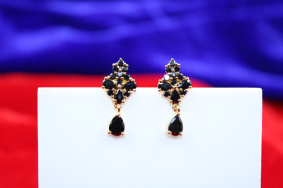 PBM CREATIONS Gold Covering IMPON AD Stone Jhumiki Kammal/Earring 5 Metal/ 5 Pon Gold Beads Copper Drops & Danglers, Jhumki Earring