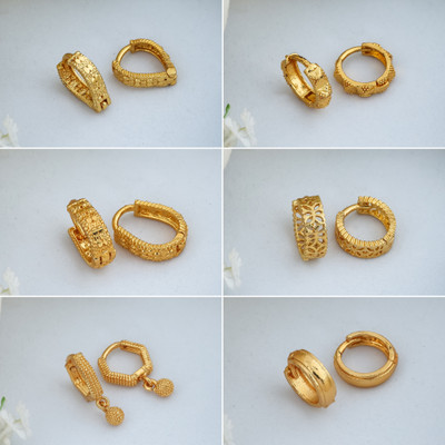 Weroxa Combo Of 6 Earrings Brass Huggie Earring