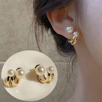 neze NZ38 SPARKLINGDAZZLE EARRIGS Pearl Alloy Cuff Earring