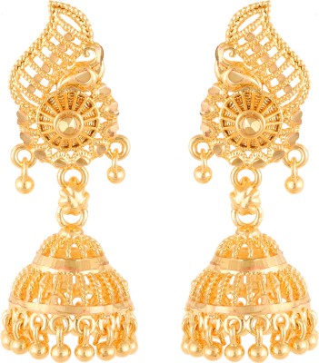 Heer Collection Latest Design South Indian Temple Jewellery Traditional Meenakari Jhumkhi Jumkas Alloy, Brass, Metal Jhumki Earring