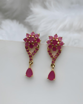 PBM CREATIONS GOLD PLATED AD STONE WEDDING JHUMKI / PEARL STUD / KUNDAN BEADS EARRING Copper Drops & Danglers, Jhumki Earring