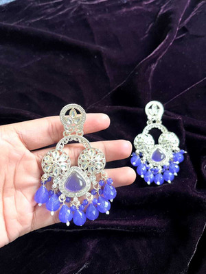 Hengar Traders Three_Round_Purple00-3 Cubic Zirconia Brass Earring Set