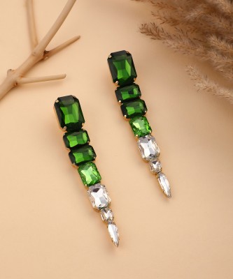 SOHI Women's The Forêt Drop Earrings - Emerald Green Alloy Drops & Danglers