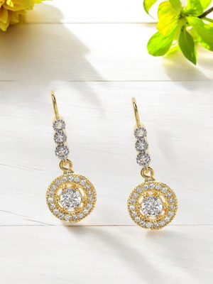 House of Pataudi Trendisia Gold-Plated AD Studded Handcrafted Drop Earrings F Brass Stud Earring
