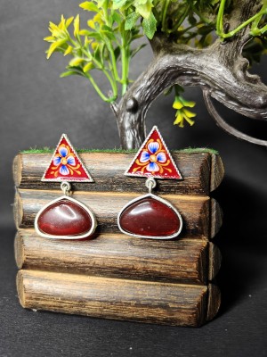Zorkh Jewellery Women's Tanjore Painted Earrings Brass Drops & Danglers