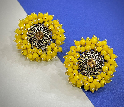 MONKDECOR Trendy Fancy Bouquet Tops Artificial Beads Alloy Stud Earring