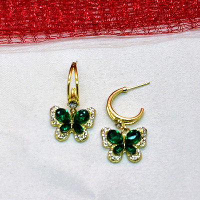 Neeara Fashion Korean Earrings For Girls and Women | Butterfly Earrings Zircon Alloy Drops & Danglers