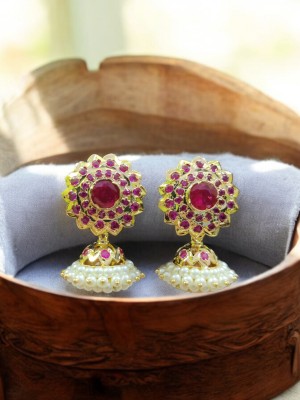 Raikar Jewellers Verdant Glow Red Diamond Copper Jhumki Earring