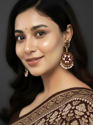 alysa Gold Plated Premium Meena and Pearl Earrings for Women and Girls Alloy Drops & Danglers