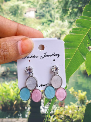 fashion jewellry Trendy Multicolor Stone Drop Earrings Alloy Jhumki Earring