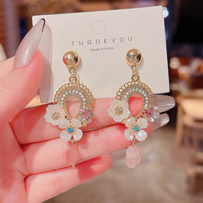 Oralya New trendy korean Design Flower Earring For Girls & Women Cubic Zirconia, Diamond, Beads Alloy Plug Earring, Drops & Danglers, Hoop Earring, Jhumki Earring, Earring Set
