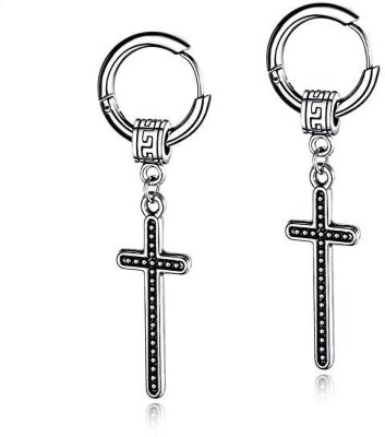 KRYSTALZ Fashion Punk Hoop Tassel Jesus Cross Jewels Vintage Earrings Stainless Steel Metal Drops & Danglers, Hoop Earring