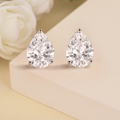 Ornate Jewels 925 Sterling Silver Pear Shape Cubic Zirconia Dailywear Studs Earrings for Women Cubic Zirconia Sterling Silver Stud Earring