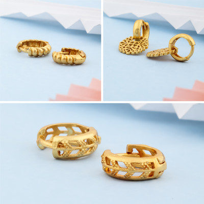 Weroxa Combo of 3 Brass Huggie Earring