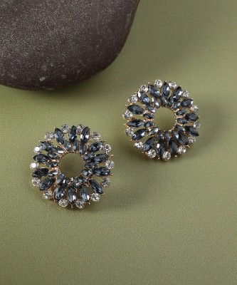 SOHI Women's Opal Opulence Stud Earrings - Topaz Blue Alloy Stud Earring