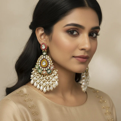 zoki Kiana Pearl Jhaale Gold Stud Earring