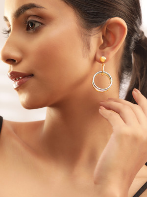 RUBANS Rubans 18K Gold Plated Triple-Tone Hoop Earrings Brass Drops & Danglers