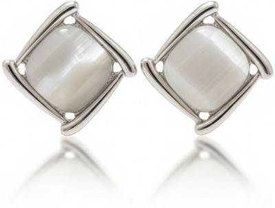 AARCHIS TRENDS Korean Design white stone earrings Stainless Steel Stud Earring