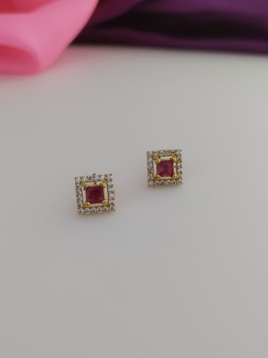 DELOCRAFT Graceful Women's American Diamond Earrings for Wedding & Festivals (Pack of 1) Diamond Brass, Alloy Stud Earring