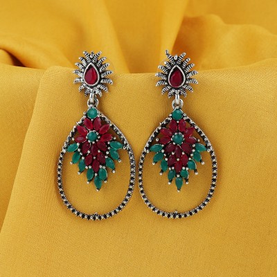 Sukkhi Sukkhi Glimmery Oxidised Floral Dangle Earring For Women Alloy Drops & Danglers