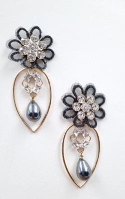 Attractive Sister Antique Flower Earrings with Delicate Pearls Cubic Zirconia Alloy, Copper Drops & Danglers, Hoop Earring, Earring Set