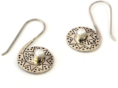 ovana 92.5 Sterling Silver Tribal Earrings With Freshwater Pearl Sterling Silver, Silver Drops & Danglers
