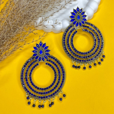 MONKDECOR Queen's Aura Kundan Hoop Earrings for Wedding & Festive Glamour Alloy Chandbali Earring